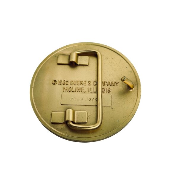 John Deere & Company Moline Il. LE 1982 Bronze Gold Plated Belt Buckle (5416) - Picture 5 of 5